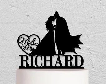 Tortenstecker Superheld, Tortenstecker Superheld, Tortenstecker Superpaar, Mr Mrs Cake Topper, Tortenstecker personalisierbar W071
