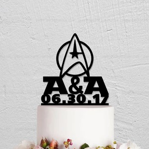 Star Trek Cake Topper,Wedding Cake Topper,Custom Cake Topper With Initials And Date,Initials Cake Topper,Couple Cake Topper
