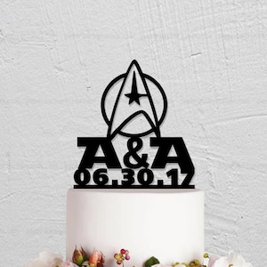 Star Trek Cake Topper,Wedding Cake Topper,Custom Cake Topper With Initials And Date,Initials Cake Topper,Couple Cake Topper