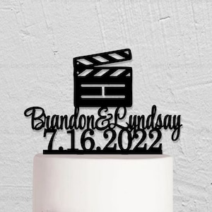 Movie Clapper Board Wedding Cake Topper, Custom Cake Topper With Names, Couple Cake Topper, Personalized Cake Topper, Funny Cake Topper W224