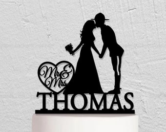 State Trooper officer Wedding Cake Topper, Custom Cake Topper, Personalized Cake Topper With Surname, Mr And Mrs Cake Topper w234