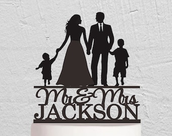 Wedding Cake Topper Bride and Groom Cake Topper With Kids Love Family ...