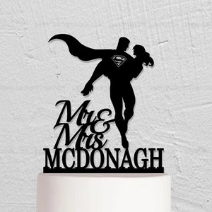 Super Hero Cake Topper, Super Hero Wedding Cake Topper, Super Couple Theme Decoration, Mr Mrs Cake Topper, Custom Cake Topper W216