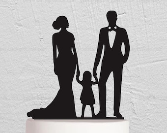 Family Wedding Cake Topper, Custom Cake Topper, Couple Cake Topper With Children, Bride and Groom Cake Topper, Mr And Mrs Cake Topper w255