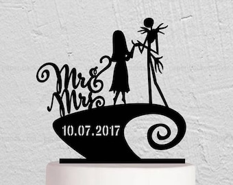 Jack e Sally Cake Topper, Cake Topper nuziale, Decorazione nuziale, Matrimonio Jack Sally, Cake Topper unico, Cake Topper personalizzato