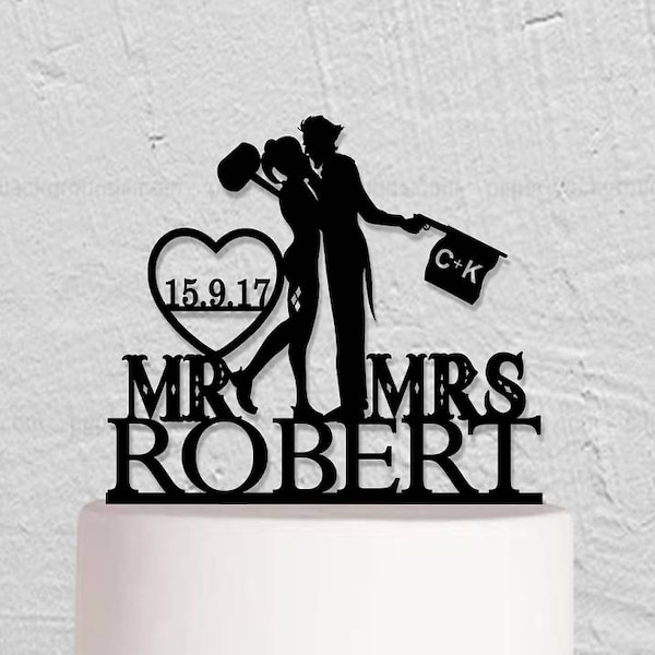 Hochzeit Cake Topper,Joker und Harley Quinn Cake Topper,Mr And Mrs Cake Topper,Torten topper Personalisiert,Torten topper