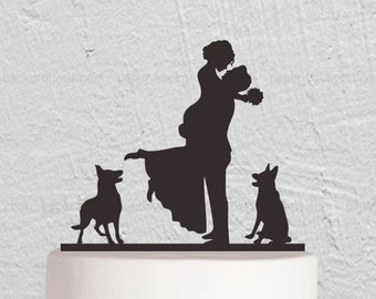 Wedding Cake Topper,Bride And Groom Cake Topper With Dog,Couple Cake Topper,Custom Cake Topper,Dog Cake Topper,Rustic Cake Topper