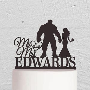 Wedding Cake Topper,The Hulk Cake Topper,Bride And Groom Cake Topper,Mr Mrs Cake Topper,Custom Cake Topper,Last Name Cake Topper