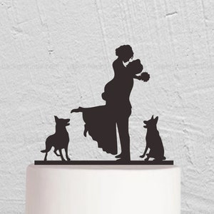 Wedding Cake Topper,Bride And Groom Cake Topper With Dog,Couple Cake Topper,Custom Cake Topper,Dog Cake Topper,Rustic Cake Topper