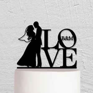 Wedding Cake Topper,Initials CakeTopper,Love Cake Topper,Kissing Couple Cake Topper,Custom Cake Topper,Bride And Groom Cake Topper