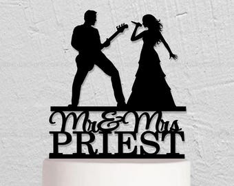 Wedding Cake Topper,Singer And Guitarist Cake Topper,Custom Cake Topper,Bride And Groom Cake Topper,Mr And Mrs Cake Topper,Funny Cake Topper