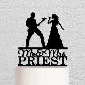 Wedding Cake Topper,Singer And Guitarist Cake Topper,Custom Cake Topper,Bride And Groom Cake Topper,Mr And Mrs Cake Topper,Funny Cake Topper image 1