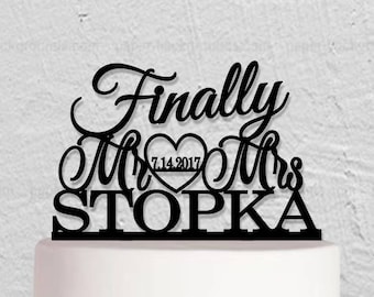 Hochzeitstorte Topper,Endlich Kuchen Topper,Mr And Mrs Kuchen Topper,Hochzeitsdekoration,Hochzeitsdekoration, Tortenstecker Nach Name, Nach Name Cake Topper