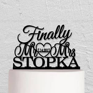 Wedding Cake Topper,Finally Cake Topper,Mr And Mrs Cake Topper,Wedding Decoration,Custom Cake Topper,Last Name Cake Topper