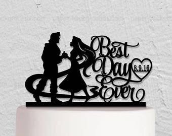 Wedding Cake Topper,Rapunzel Cake Topper,Long Hair Princess Topper,Custom Cake  Topper,Best Day Ever Cake Topper,Disney Cake Topper
