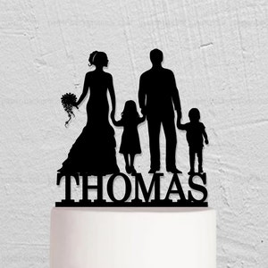 Wedding Cake Topper,Family Cake Topper,Custom Cake Topper,Children Cake Topper,Bride and Groom Cake Topper,Cake Topper With 2 Children