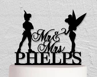Wedding Cake Topper,Peter Pan Cake Topper,Disney Cake Topper,Rustic Cake Topper,Mr Mrs Cake Topper,Disney Cake Topper,Funny Cake Topper