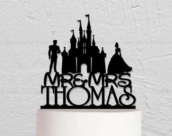 Wedding Cake Topper,Cinderella Cake Topper, Custom Cake Topper,Princess and Prince Cake Topper,Mr And Mrs Cake Topper,Disney Cake Topper