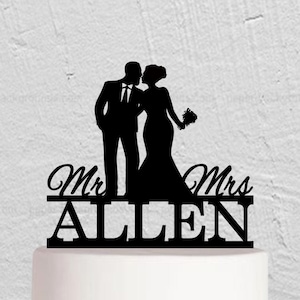 Wedding Cake Topper,Mr And Mrs Cake Topper,Kissing Couple Topper,Bride And Groom Silhouette ,Custom Cake Topper,Personalized Cake Topper