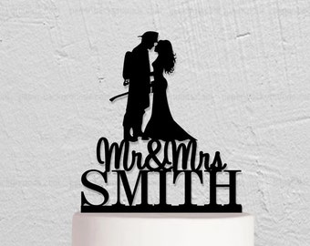 Wedding Cake Topper,Fire Fighter Cake Topper,Custom Cake Topper,Bride And Groom Cake Topper,Mr And Mrs Cake Topper With Last Name