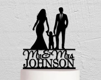 Wedding Cake Topper,Bride And Groom Cake Topper,Family Cake Topper with Child,Custom Cake Topper,Couple Cake Topper,Mr And Mrs Cake Topper