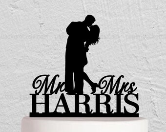 Hochzeit Cake Topper,Mr and Mrs Cake Topper,Brautpaar Torten topper, Silhouette Pärchen Cake Topper,Custom Cake Topper