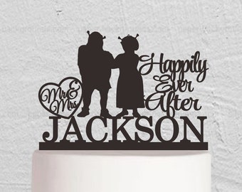 Adorno para tarta de bodas de Shrek, adorno para tarta de bodas de Sr. y Sra., adorno para tarta de Shrek y Fiona, adorno para tarta de Sr. y Sra., adorno para tarta de pareja W301