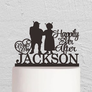 Shrek Wedding Cake Topper, Mr And Mrs Wedding Cake Topper, Shrek and Fiona Cake Topper ,Mr And Mrs Cake Topper,  Couple Cake Topper W301