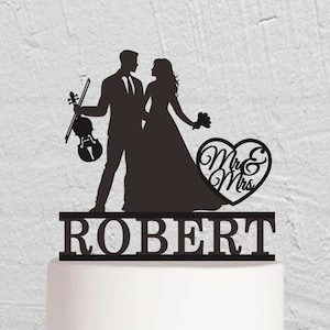 Violinist Wedding Cake Topper, Violin Cake Topper, Musician Cake Topper, Personalized Cake Topper,  Violin Theme Party Cake Topper w261