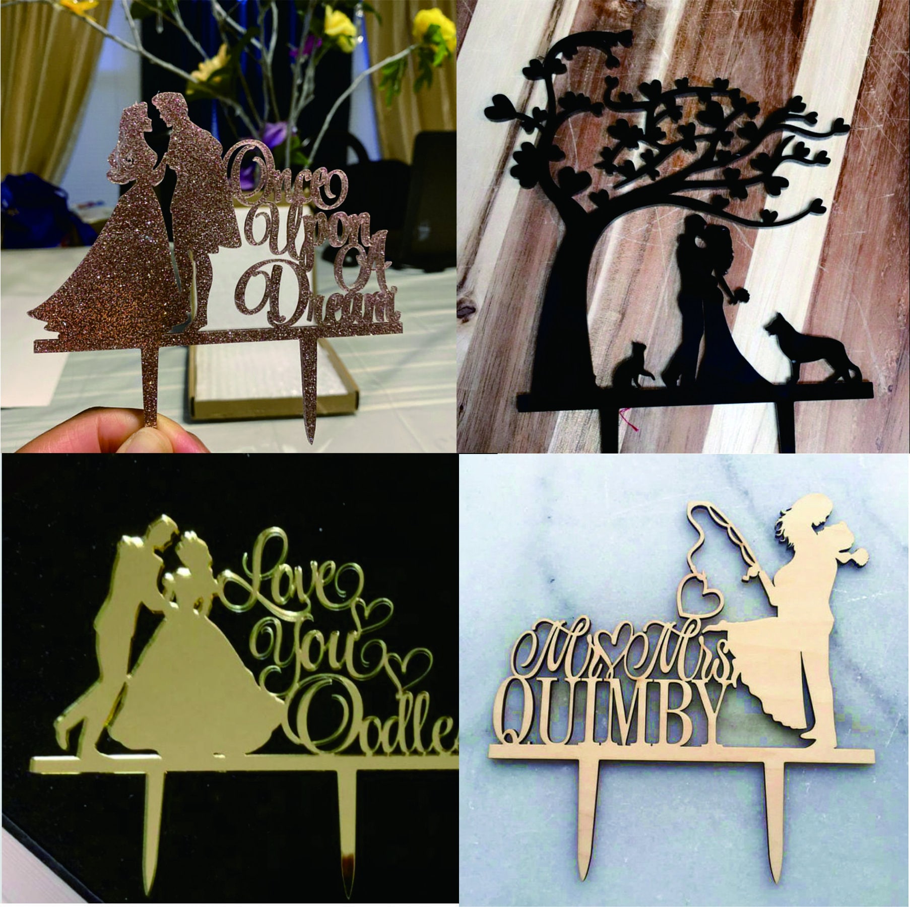 Couple Wedding Cake Topper With Children - Bride and Groom Cake Topper ...