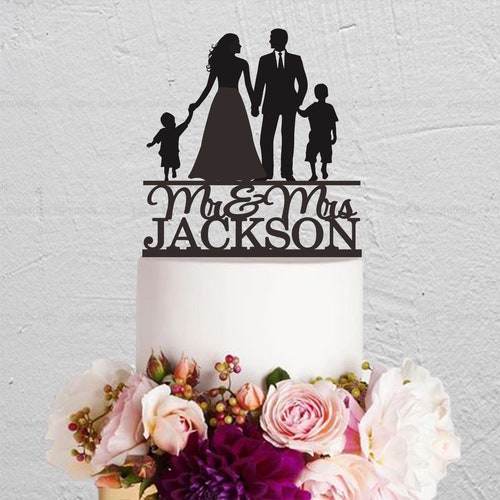 Family Cake Topper With Kids Wedding Cake Topper Bride and Etsy