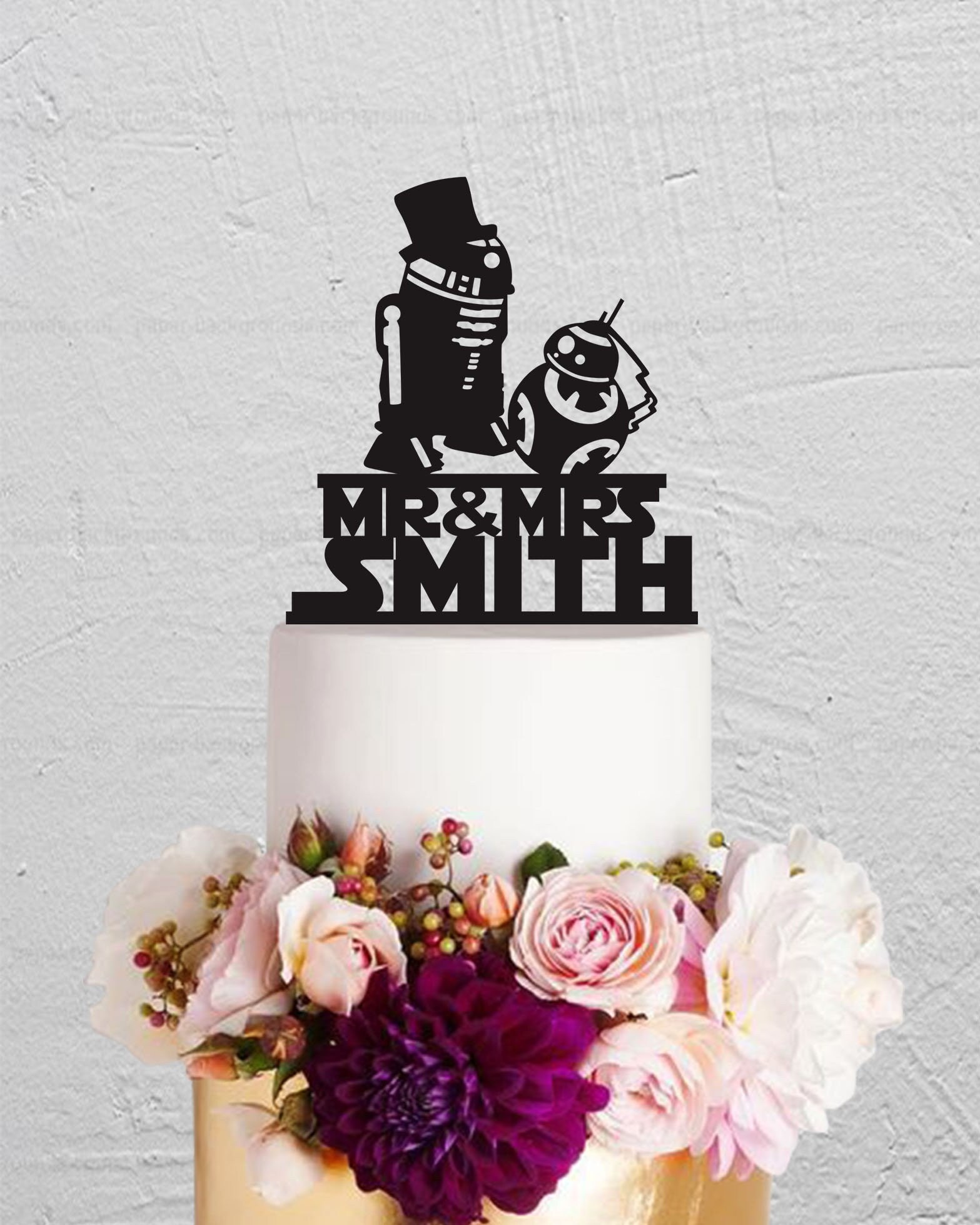 Star War Cake Topper, R2D2 & BB8 Cake Topper, Wedding Cake Topper, Mr And Mrs Cake Topper, Keepsake Cake Topper, Robot Cake Topper W257