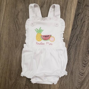 Girls Summer Romper/ Summer Bubble Romper/ Girls Romer/ Summer Sunsuit Vintage Style Romper/ Watermelon/ Pineapple/ Lemon Romper for Girls