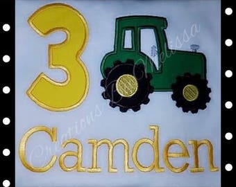Camiseta de cumpleaños de tractor/Camiseta de tractor verde y amarillo/Camiseta de cumpleaños de tractor/Camiseta de cumpleaños de tractor/3er cumpleaños/Cumpleaños de granja/Números disponibles del 1 al 9