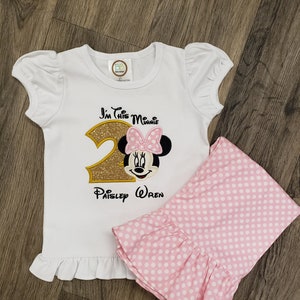 I&#39;m This Minnie 2nd Birthday Outfit(light pink and gold)/ Girls Birthday Outfit/ Minnie Birthday Outfit/ Girls Minnie/More numbers available