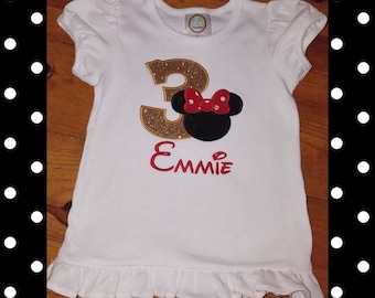 Compleanno di Minnie Mouse/3° compleanno di Minnie/Maglietta Disney/Minnie Mouse/Compleanno di Minnie/Maglietta per bambine Minnie/3° compleanno/3° compleanno Disney