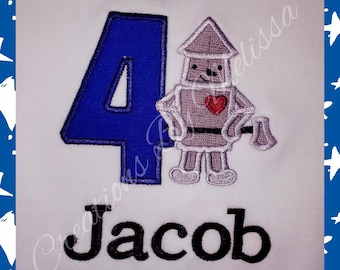 Tin Man Birthday Shirt/ Tin Man Applique/ Wizard of Oz/ Personalized Tin Man Applique/ Wizard of Oz Birthday