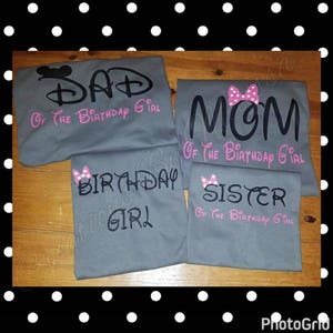 Minnie Mouse birthday girl shirts/mom of the birthday girl/dad of the birthday girl/sister of the birthday girl/Birthday girl