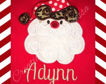 Santa Claus Appliqued Shirt/ Christmas Shirt/ Girls Christmas Shirt/ Santa Claus Shirt