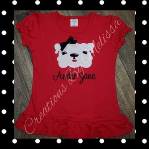 Camisa de bulldog para niñas/Ropa para niñas/Camisa de bulldog/Camisa con apliques de bulldog