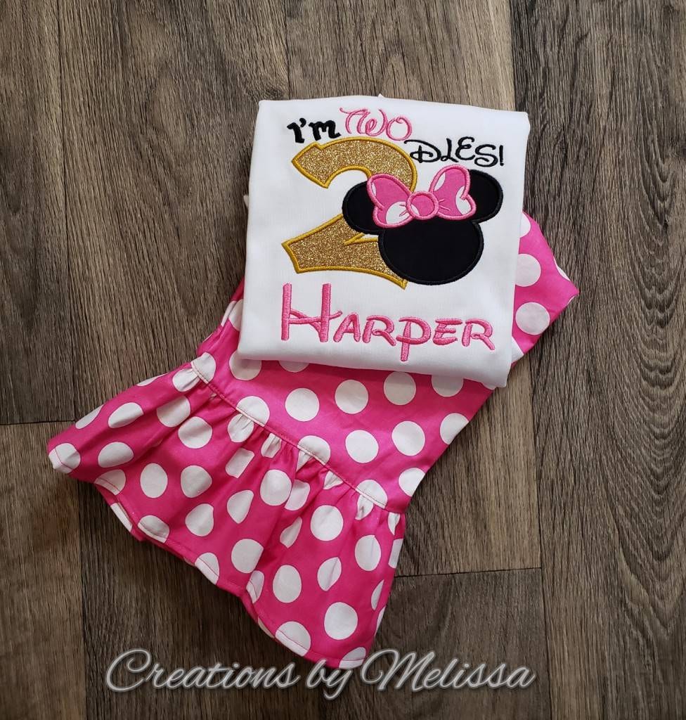 I'm Twodles Birthday Outfit(Gold)/Minnie Mouse Birthday/Minnie Mo…