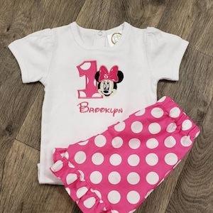 Minnie Mouse 1st Birthday Outfit(Pink Polka Dot)/ Minnie Mouse Birthday Outfit/ Girls Birthday Outfit/ 1st Birthday Outfit/ Minnie Birthday