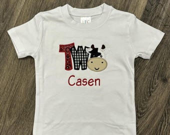 Cow 2nd Birthday Shirt/ Farm Birthday Shirt/ 2nd Birthday Shirt/ Cow Birthday Shirt/ Boys Birthday Shirt/ Girls Birthday Shirt
