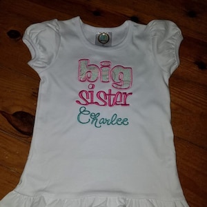 Big Sister Shirt/ Big Sister Applique/ Big Sister Design/ Sister Shirt/ Big Sister/ Girl Applique Design/ Girls Shirt/ Sister Applique Shirt