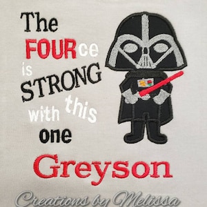 Star Wars Birthday Shirt (Red)/ Darth Vader 4th birthday/ The Fource is Strong with this One/ Stars Wars Party Shirt