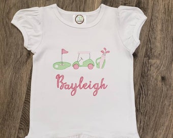 Girls Personalized Golf Shirt/ Girls Trio Golf Shirt/ Girls Golf Shirt/ Girls Golf Clothing
