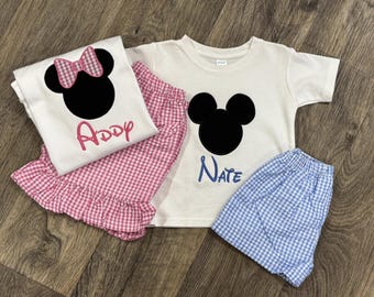 Conjuntos de shorts para hermanos/ Conjunto de shorts de Mouse/ Conjunto de shorts de Mickey/ Conjunto de shorts de Minnie/ Conjunto de shorts para niñas/ Conjunto de shorts para niños/ Ropa para niños y niñas