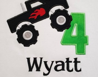 Monster truck birthday shirt/ 4th Birthday Shirt/ Monster Truck Boys Birthday/ Boys Birthday Shirt/