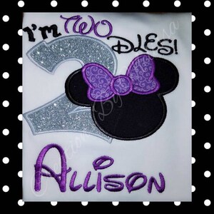 I&#39;m Twodles Minnie Mouse Birthday Shirt/ Minnie I&#39;m Twodles Purple and Silver/ I&#39;m Twodles birthday Shirt/ Minnie Mouse 2nd Birthday shirt