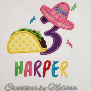 Fiesta Birthday Shirt- Girls Birthday Shirt- Taco Birthday Shirt - 3rd birthday Fiesta Shirt- Taco Tuesday Shirt